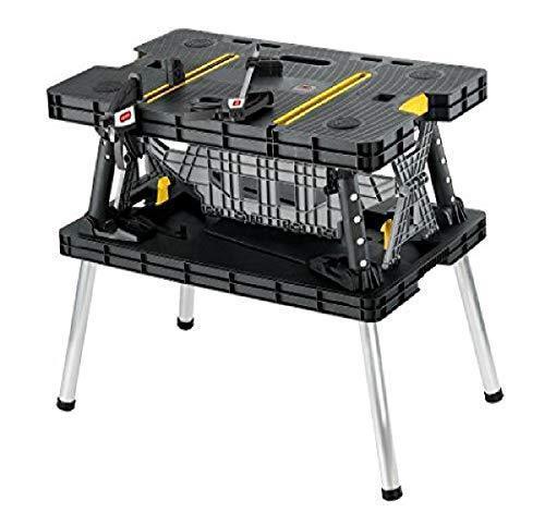 50B66877-D6CF-A89B-518B-1D30AC481F05 Keter ?C 197283 Folding Table Work Bench for Miter Saw Stand, Woodworking Tools and Accessories with Included 12 Inch Wood Clamps ?C Easy Garage Storage Black/Yellow - Image 1